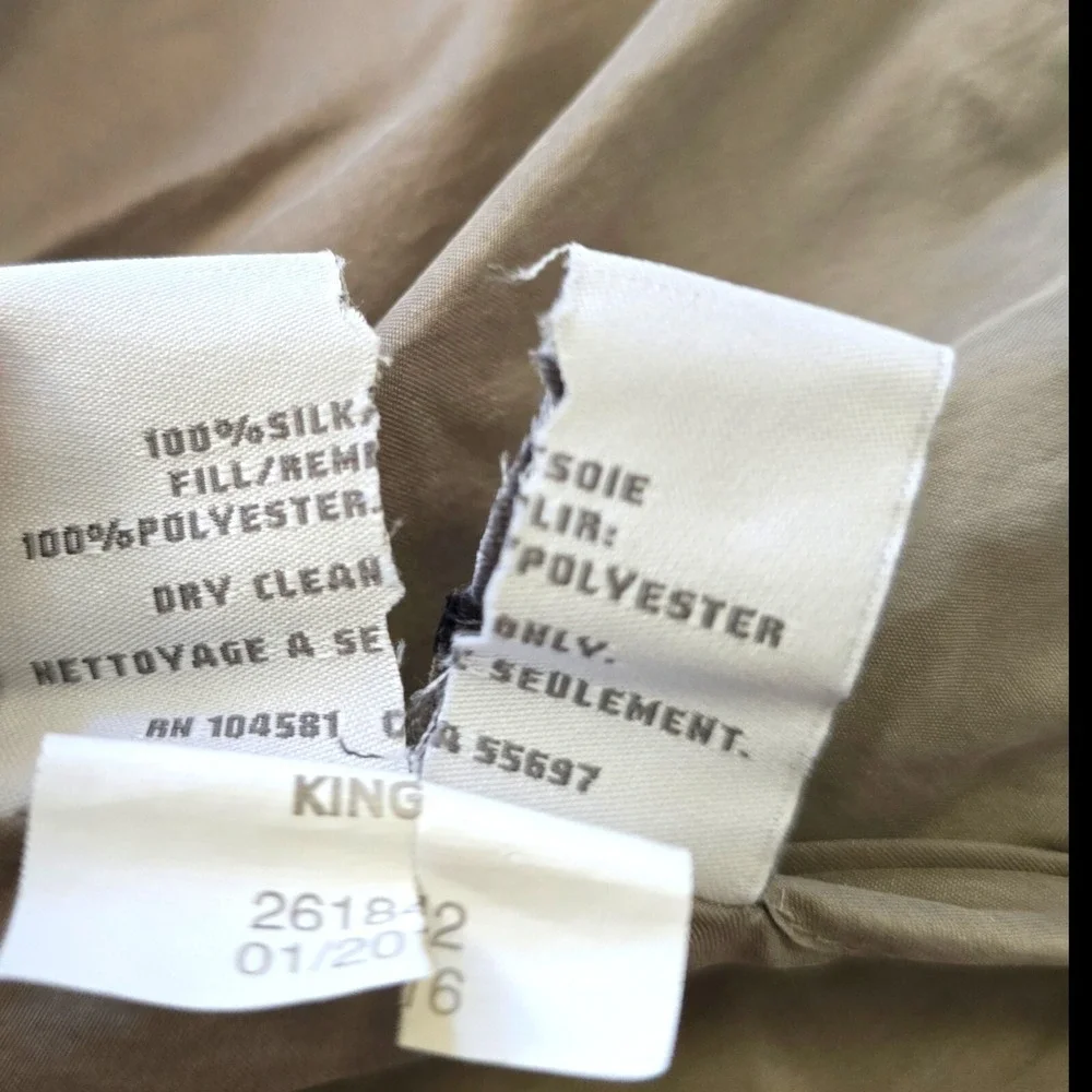 Two RH Restoration Hardware Tufted‎ Silk Fog Gray King Pillow Shams